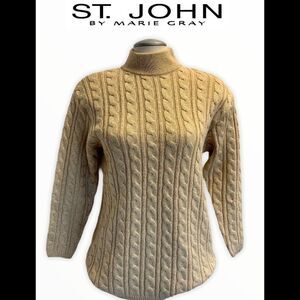 ST. John sportswear gold cable knit sweater size P